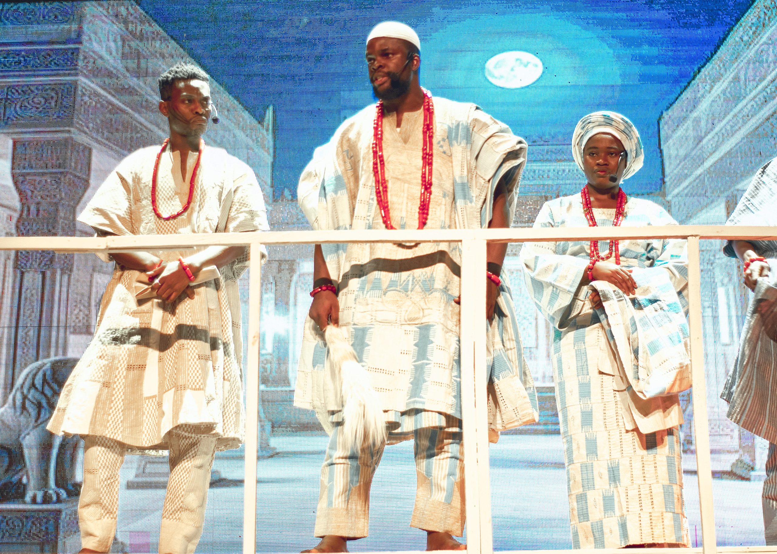 Actors performing Jigida on the Terra Kulture stage at TAFTA TALP‑X 4.0 performances.